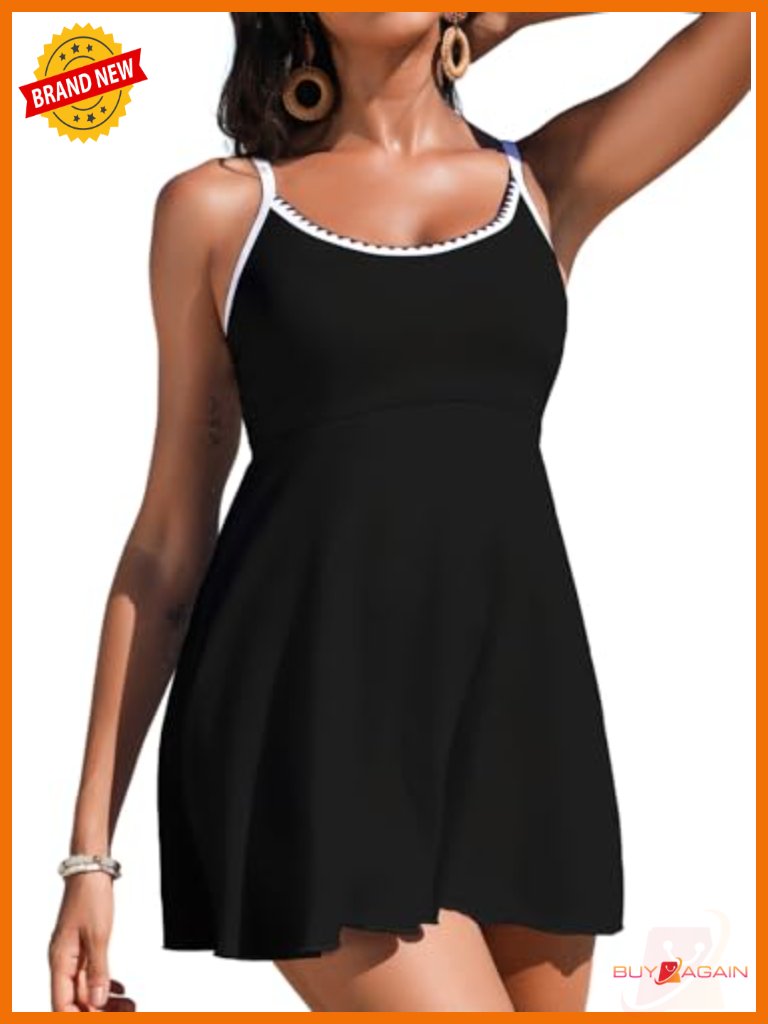 Women's Floral One Piece Swimsuit Tummy Control Swimdress With Pocket
